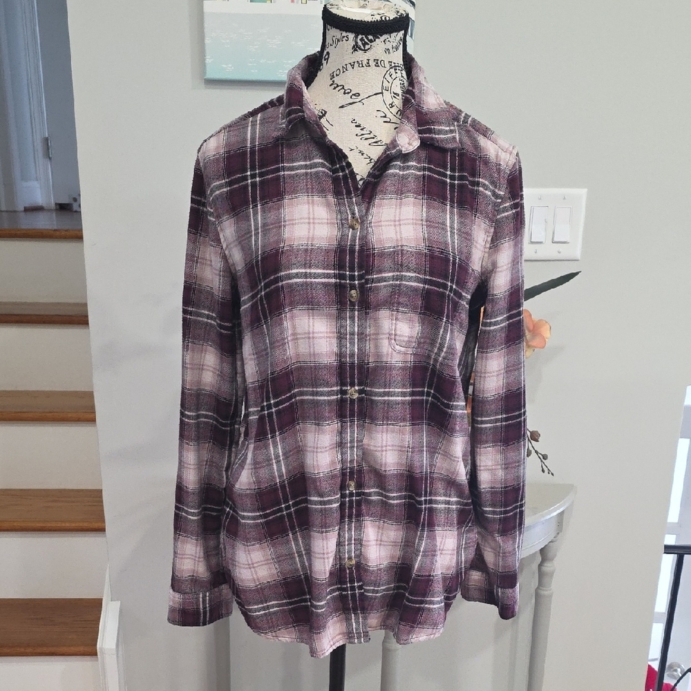 American Eagle Outfitters Plaid Jacket in Purple and White